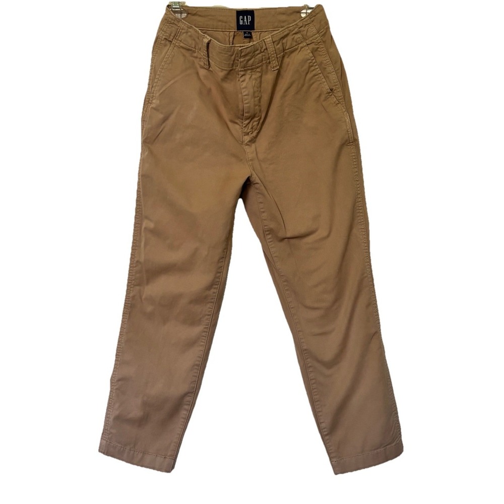 New Gap Broken In Khaki Pants Women's 4 Tan Straight Leg Preppy Business Casual